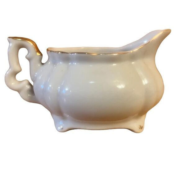 Lefton China Creamer Hand Painted 20120 Gold Wheat Pattern Gold Trim Nice - Picture 3 of 6